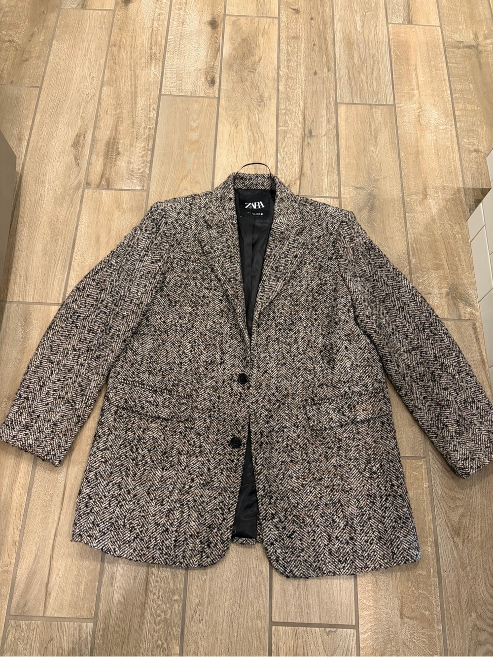 Zara herringbone textured Oversized blazer Large